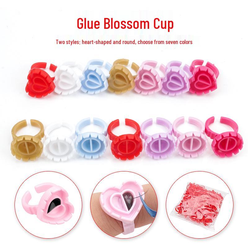 50-Pack Eyelash Glue Ring Blooming Cups for Tattooing & Beauty