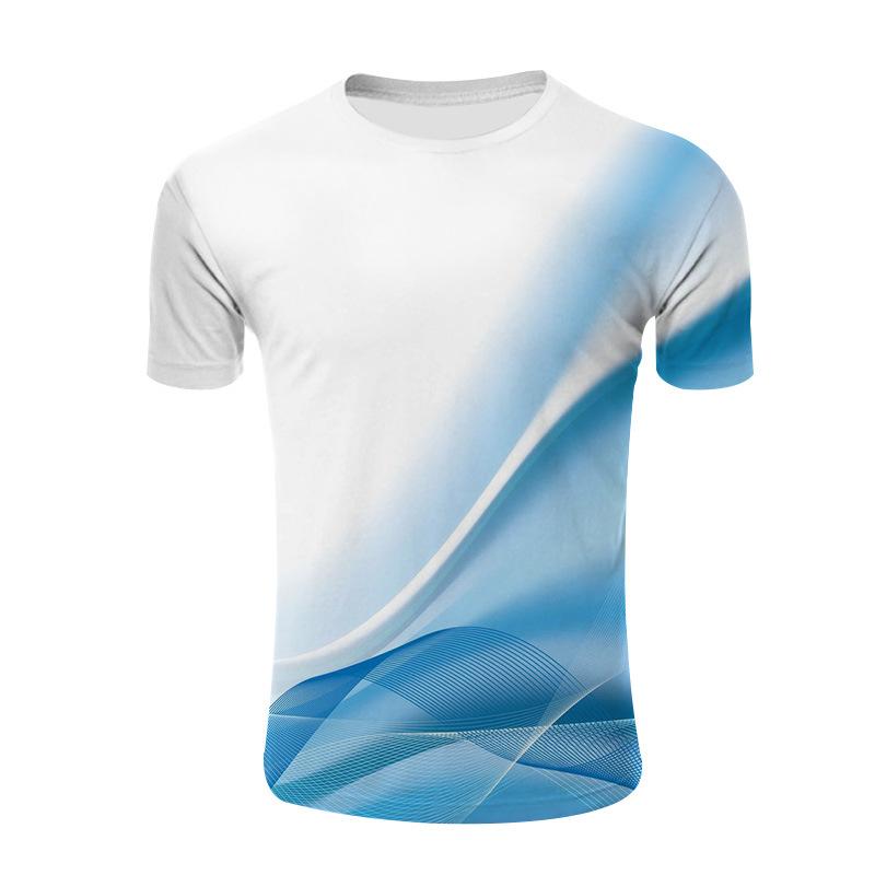 Summer 3D Digital Printed Men's Light Round Neck Pullover T-shirt Popular on The Streets Cities Shirt