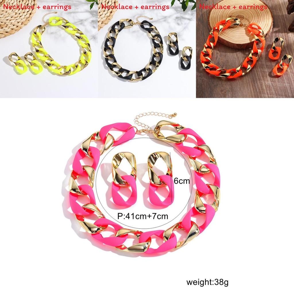 Unisex Bright Color Jewelry Set With Pendant And Metal Alloy Accents For Party Wear