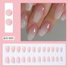 24Pcs Short Square Coffin False Nails French Glitter Wearable Fake Nails Acrylic Full Cover Women Ballet Press On Nails Tips