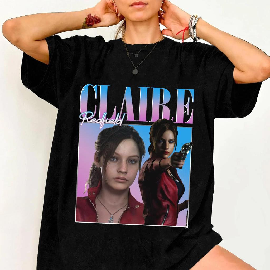 Claire Redfield Resident Evil Printed Tshirt Womens SpringSummer Fashion Trend Pure Cotton Top Neutral Short Sleeve Tshirt
