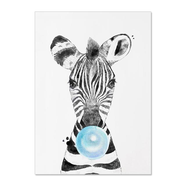 Nordic Animal Zebra Giraffe Blowing Bubbles Prints And Posters Wall Art Canvas Paiting Wall Pictures For Living Room Home Décor No Frame