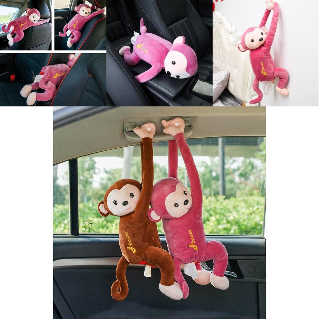 Auto Innenraum Dekoration Affe Taschentuchbox Niedlicher Sitzlehnen Hängender Taschentuchhalter Cartoon Affen Design