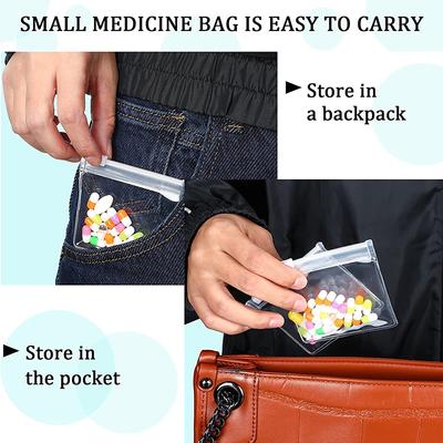 5 Stück Pillenbeutel mit Reißverschluss, Pillenbeutel, wiederverwendbar, durchsichtig, selbstdichtend, Reisemedizin-Organizer, Aufbewahrung
