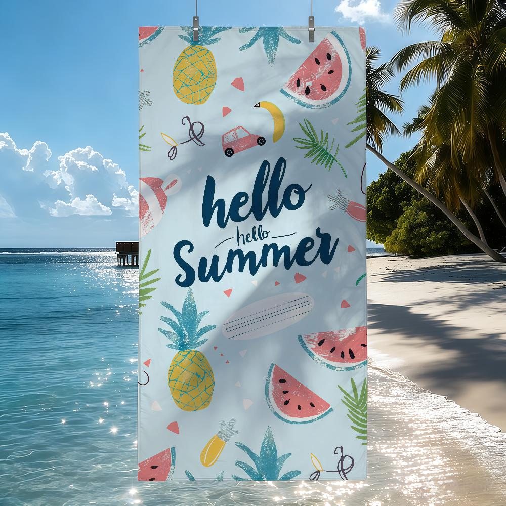 Hello Summer Watermelon-Print Towel Quick Drying Beach Towels Are Suitable For Swimming Pools Camping Yoga And The Gym
