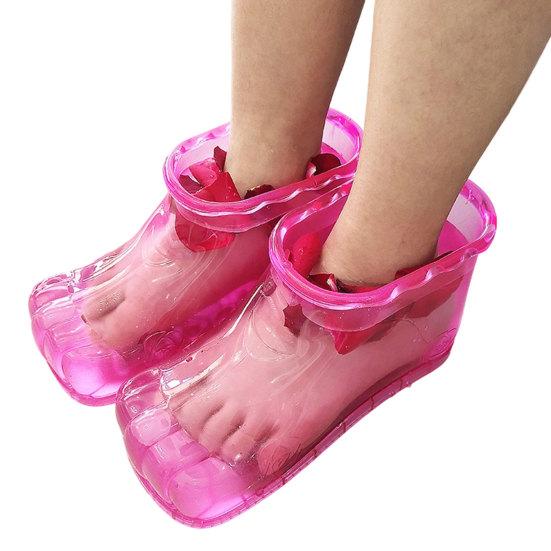 1 Pair Massage Foot Bath Shoes, Portable Feet Soaking Tub Feet Spa Shoes, Pedicure PVC Tall Foot Soaker for Foot Massage Relax