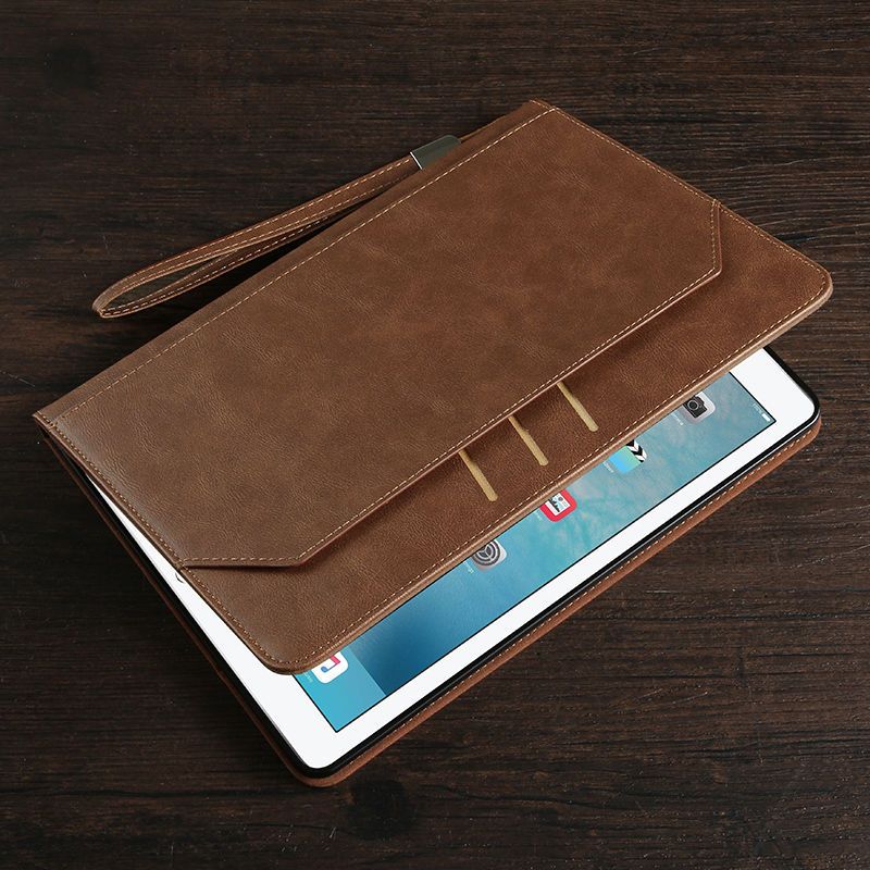 Leather Protective Case for Apple iPad-Brown Stand with Pencil Holder Card Holder Bracelet for iPad Full Series iPad/iPadproiPadair/iPadmini/iPad2024