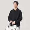 Mens Casual Turn-Down Collar Sweatshirt Loose Fit Solid Color Fashion Top Daily Wear