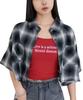 WEGO Short Check Short Sleeve Summer Size Black Shirt, Top, Clothing, Gift, Streetwear, Women's, F,