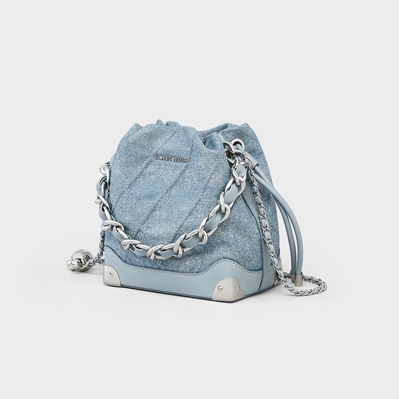 Bucket Bag Women's New Crossbody Summer Denim Bag Hand Chain Shoulder Crossbody Small Bag Bags