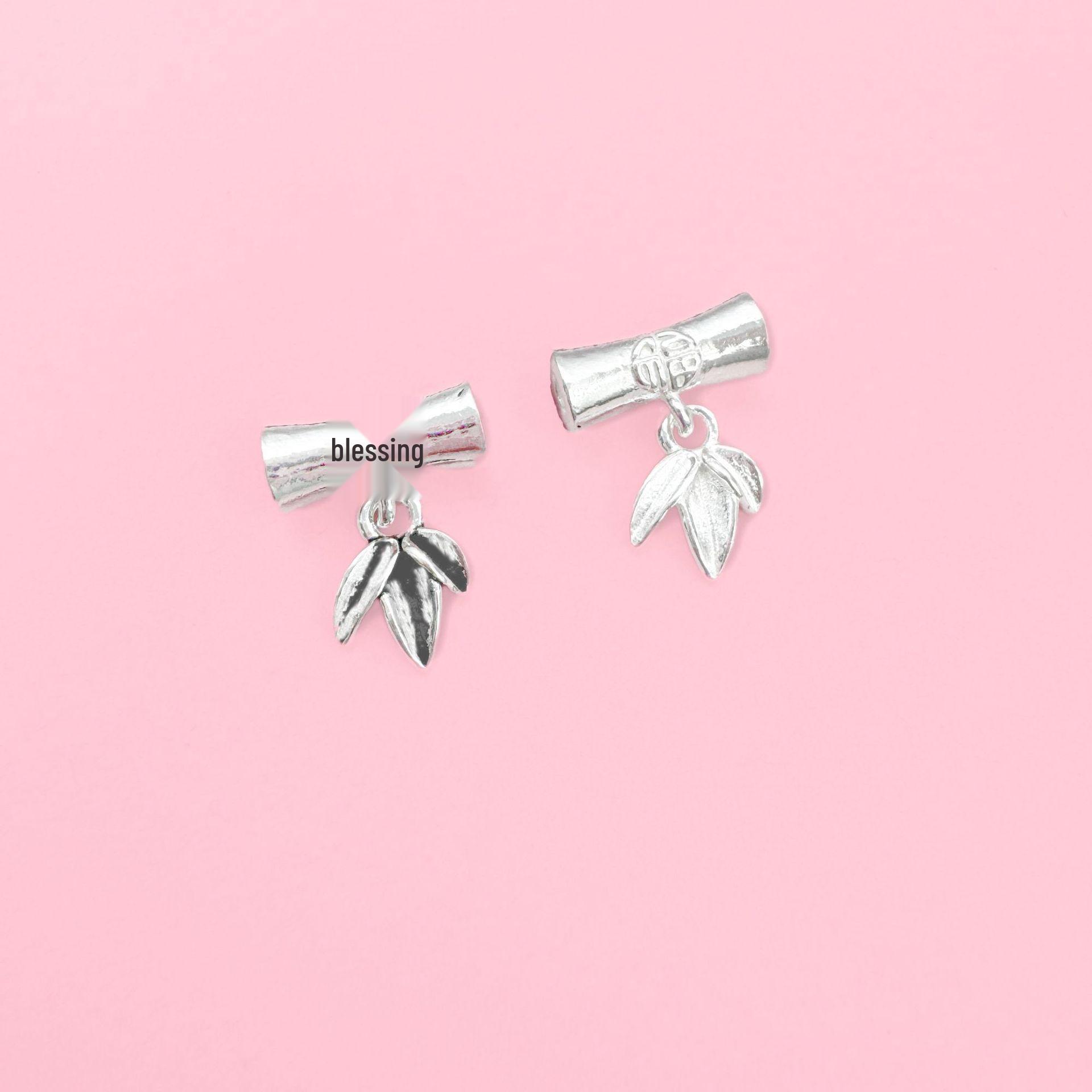 S999 Sterling Silver Bamboo Joint  Fu  Pendant for DIY Bracelets  Necklaces Sterling Silver 999