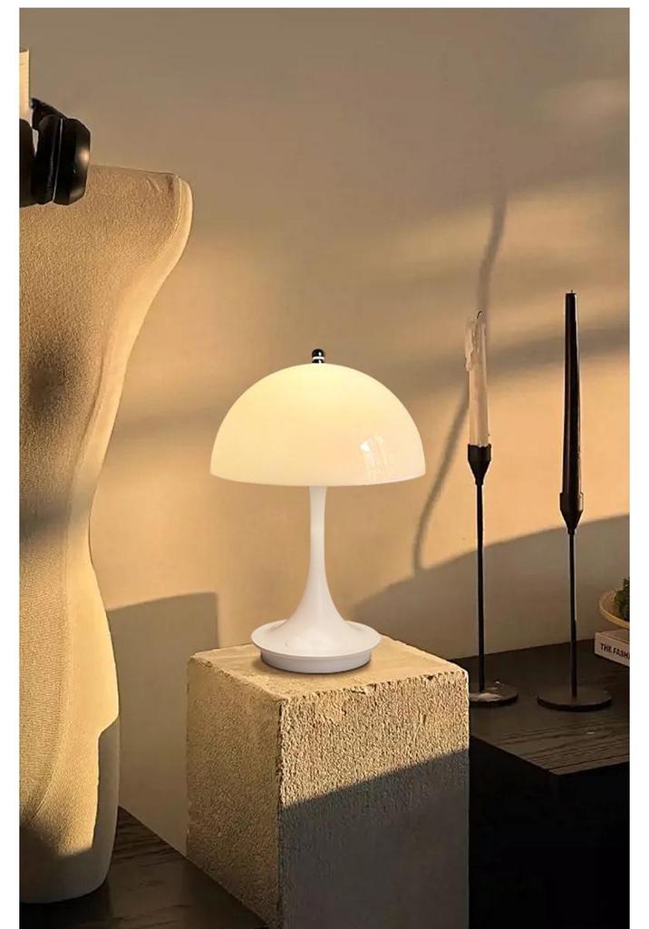 Denmark Style Mushroom Table Lamp: Slim Waist, Dimmable Touch Night Light for Bedroom