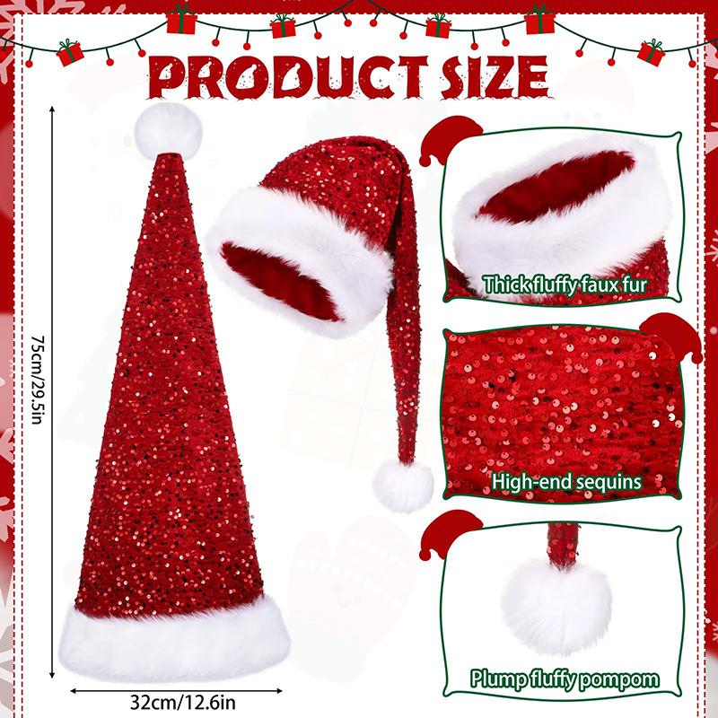 New Christmas sequin hat Christmas decorative atmosphere hat double-layer multi-color thick long haired sequin hat
