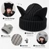 Stretchable Knit Cat Ear Beanie Yarn Striped Beanie Gifts Knitted Beanie Hat  Women and Men