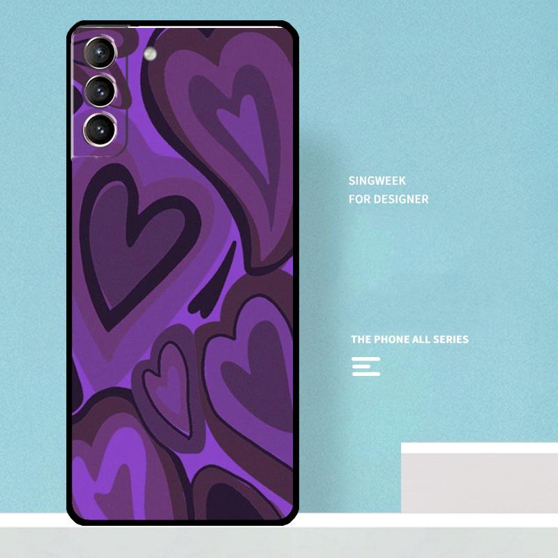 Brown Purple Hearts Swirl Pattern Case For Samsung Galaxy S25 Ultra S20 S21 S22 S23 S24 Ultra S9 S10 Plus S25 FE Phone Cover