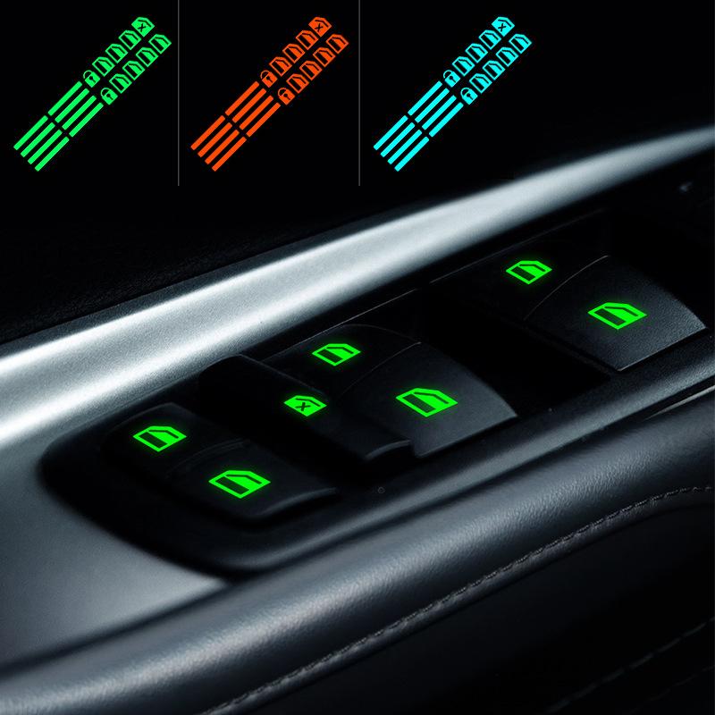 Car Door Window Lift Button Luminous Switch Button Sticker Windows Control Pane