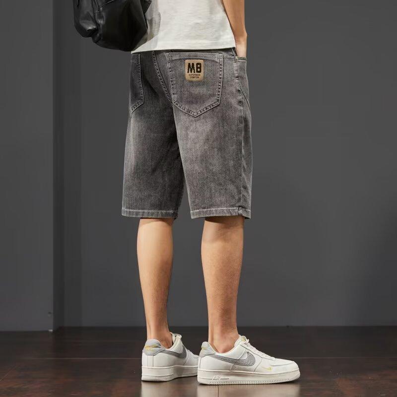 Summer thin men's denim shorts trendy brand straight loose blue versatile five-point pants casual pants summer