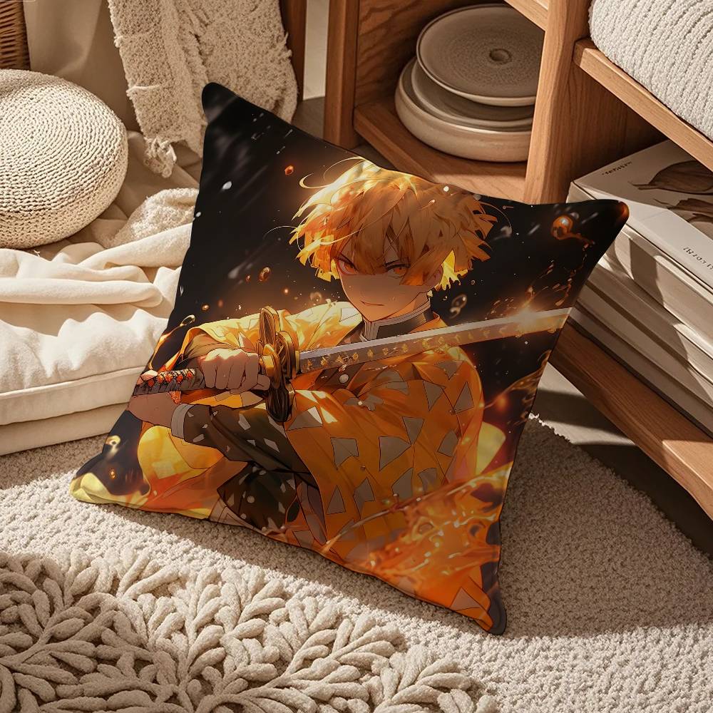 

Anime D-Demon S-Slayer K-Kimetsu No Yaiba Pillow Case Comfort Sofa Bed Silky Elegant Invisible Zipper Custom Decorative Cushion 16x16Inch