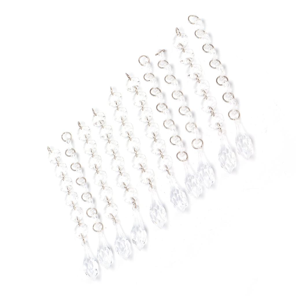 10Pcs Acrylic Teardrop Pendant Garland Hanging Beads Lighting Transparent Decorative Beads for