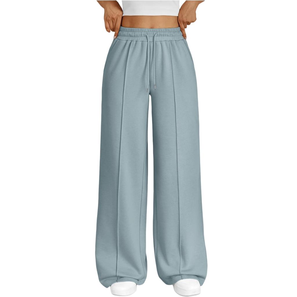 Fashion Women's High Waist Wide Leg Loose Casual Pants Trousers Women's Sports Pants Drawstring Women