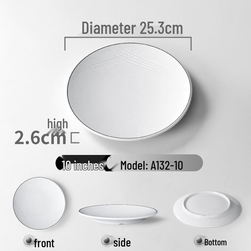 Melamine Imitation Porcelain Round Dinner Plate - Durable Restaurant and Buffet Dish
