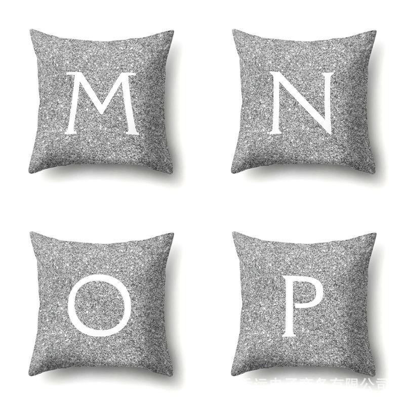 Polyester Pillowcase Home Decoration Gray Bottom Pillowcase 26 English Letter Cushion Cover