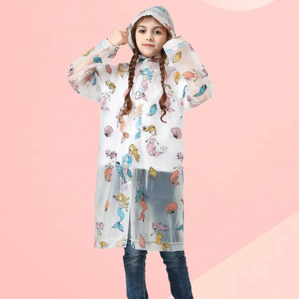 Kinder Regenmantel für Mädchen Jungen Cartoon Kleinkind Regenbekleidung Kinder Transparent Wasserdicht Regenjacke Meerjungfrau Poncho