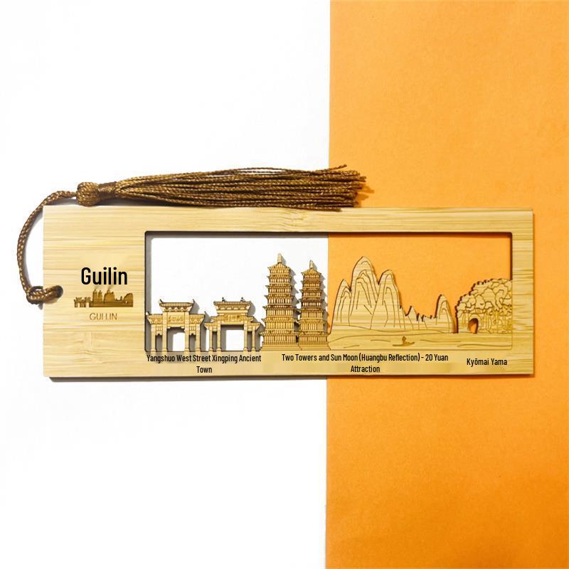 Bamboo & Wood Landmark Bookmarks: Fujian Culture & Tourism Souvenirs