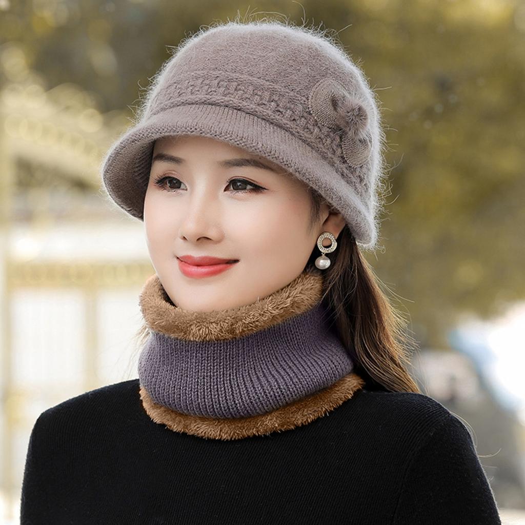 Winter Women's Warm Hat, Knitted Scarf, Woolen Hat
