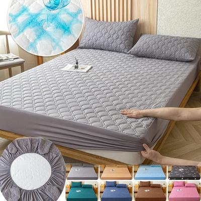 Waterproof Fitted Sheet Thickened Mattress Cover Stain Prevention Plaid Bed Cover Ventilate Bedspreads For Double Bed For Home(NO Pillowcase)