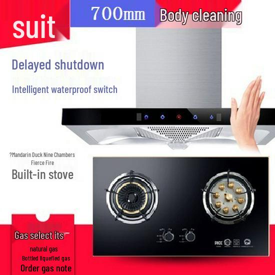 Compact 60-70cm Euro Style Top-Mount Range Hood with Large Suction for Small Apartments.