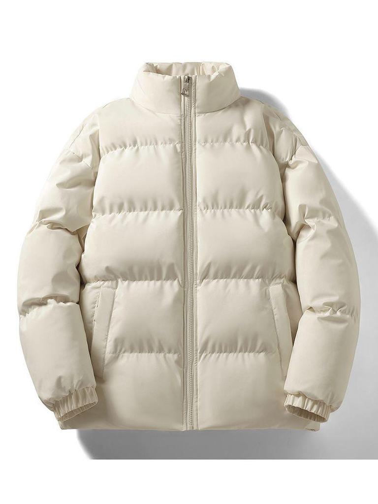 Men's and Women's Winter Casual Stand Collar Cotton Jacket - Thick, Loose Fit for Couples or Students