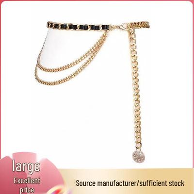 Women's High-End Metal Chain Waist Belt - Woolen Dress Accessory with Fragrant Style
