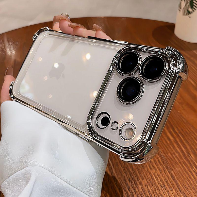 Applicable To Apple 17ProMax Electroplated Four-corner Anti-drop Mobile Phone Case iPhone16 All-inclusive 14/15 Transparent Soft Case