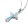 Accessories Jewelry European and American Fashion Blue Opal White Diamond Cross Pendant Necklace