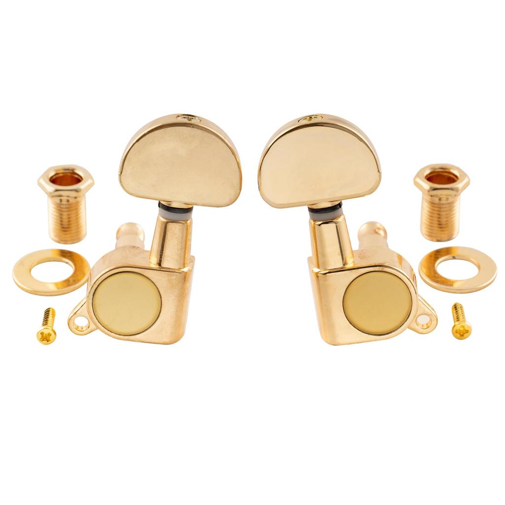 Musiclily Basic Guitar Tuners for Buttons L3+R3 LP/SG Electric/Acoustic Guitars, Gold/Half-Moon