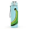 1PC Single Green Banana Fruit Print 750ml Color Plastic Sports Water Bottle Leakproof Flip Straw Lid For Sports Office Home Use