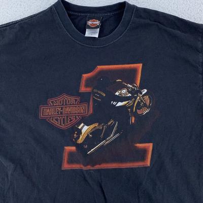 Vintage Harley-Davidson Shirt L/XL Black Meredith NH Motorcycle Biker USA 90s