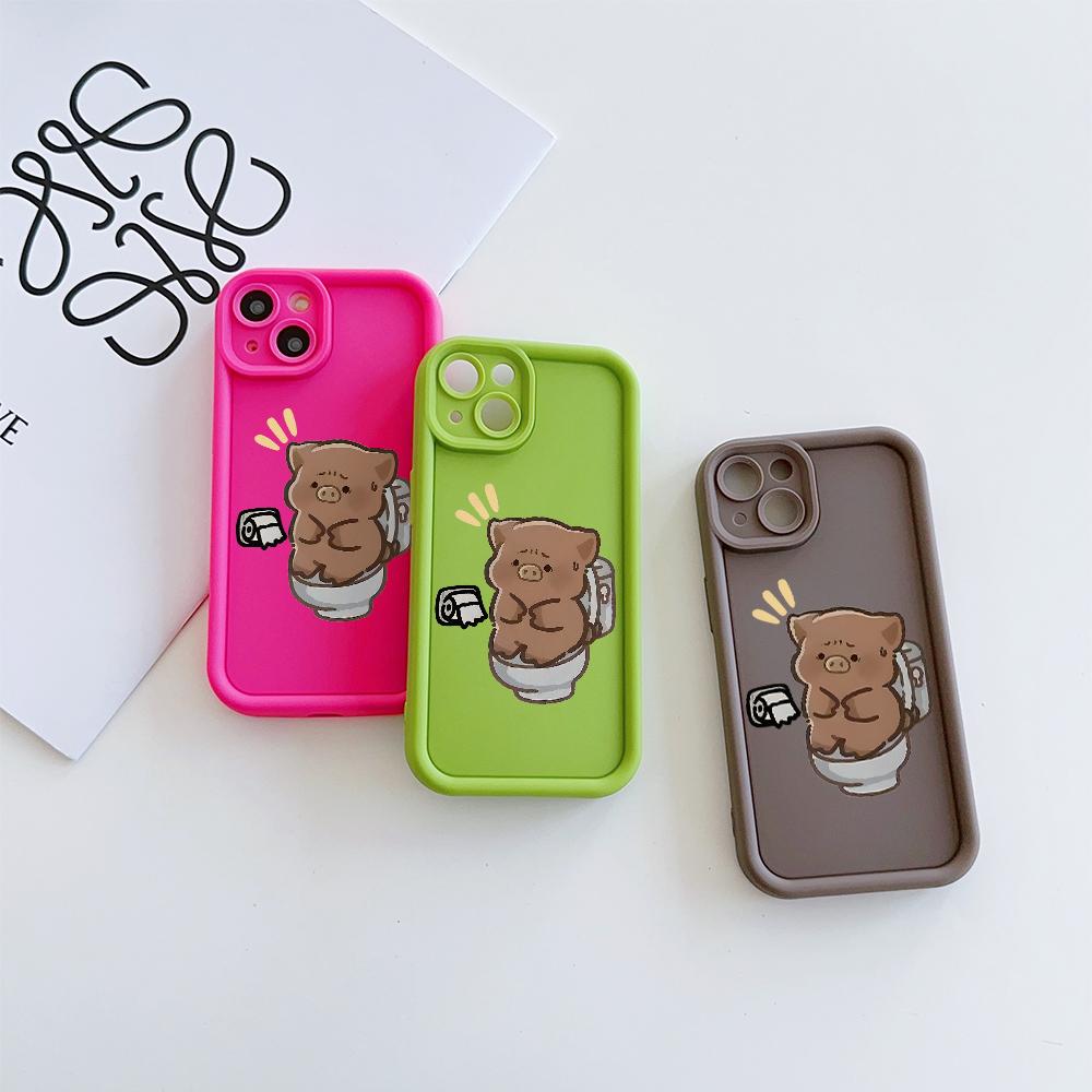 Funny Poop Piggy Pattern Soft TPU Phone Case for iPhone 17 Air 16 15 14 Pro Max Plus 13 12 Mini 8 7 X Xs Back Cover