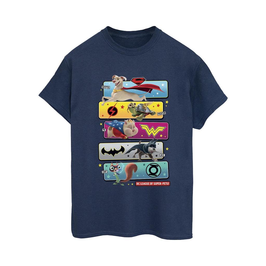 DC Comics Womens/Ladies DC League Of Super-Pets Character Pose Cotton Boyfriend T-Shirt