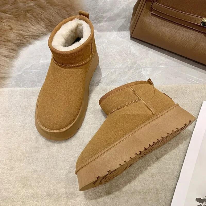 2024 New Classic Thickened Fluff Women's Snow Boots Comfortable Warm Ankle Boots Women Winter Ladies Shoes Chunky Snow Boots