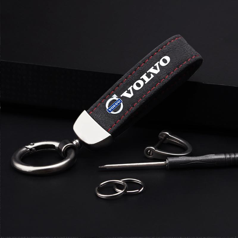 Car Suede Keychain Zinc Alloy Key Ring Accessories For Volvo XC90 V90 V60 XC60 V40 S80 S60 S90 C40 XC40 V70 XC70 C30 C70 EX90 Rd