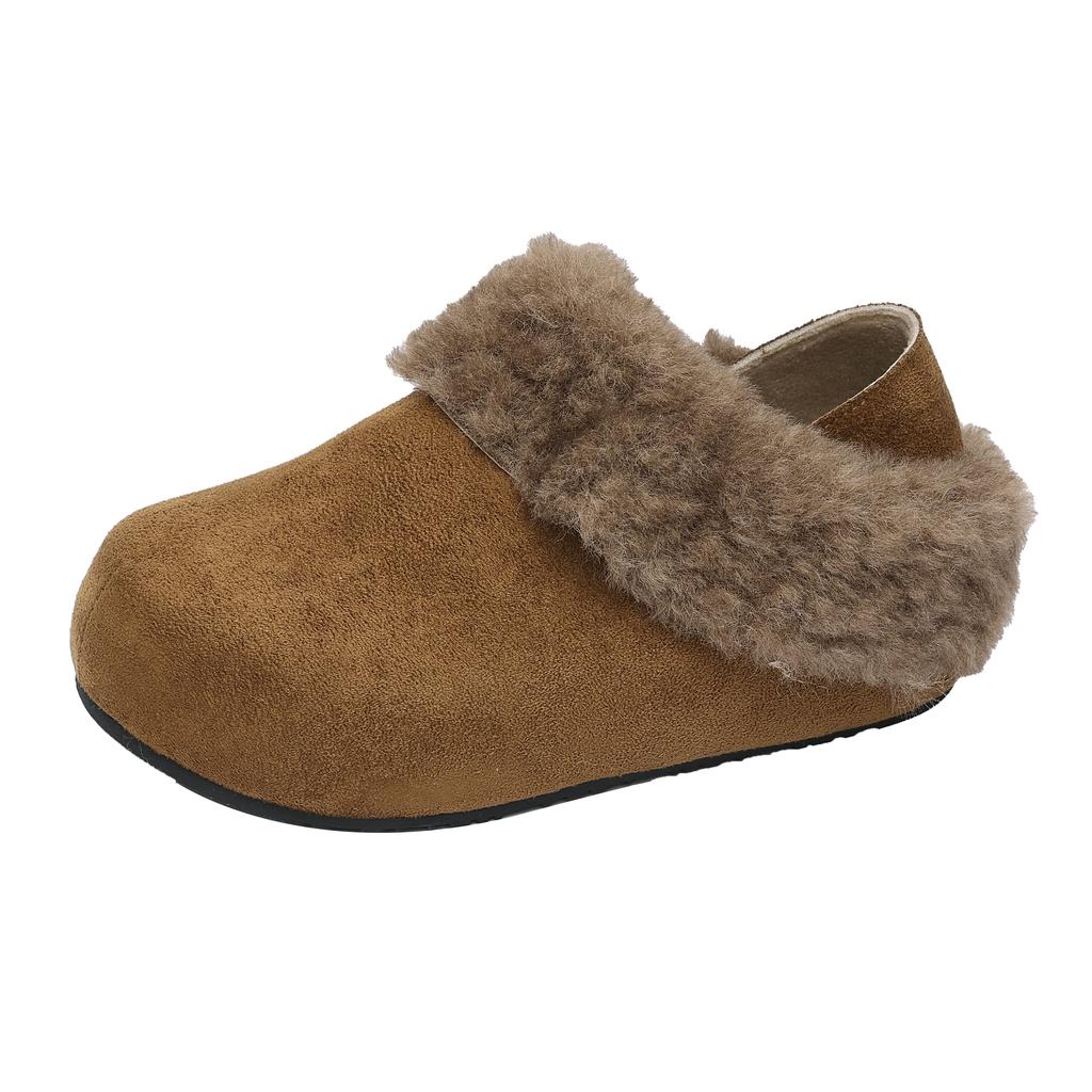 Winter Two Wear Slippers Scrub Fleece Round Toe Deep Mouth Plush Platform Warm Cotton Shoes