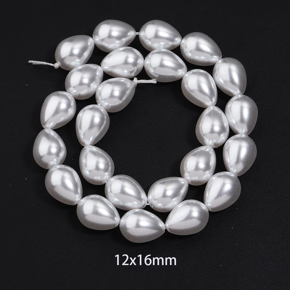 1 Strand Multisize Water Drop Shape Pearl Beads White Loose Spacer Glass Beads For DIY Charms Bracelet Necklace Jewery Accessory