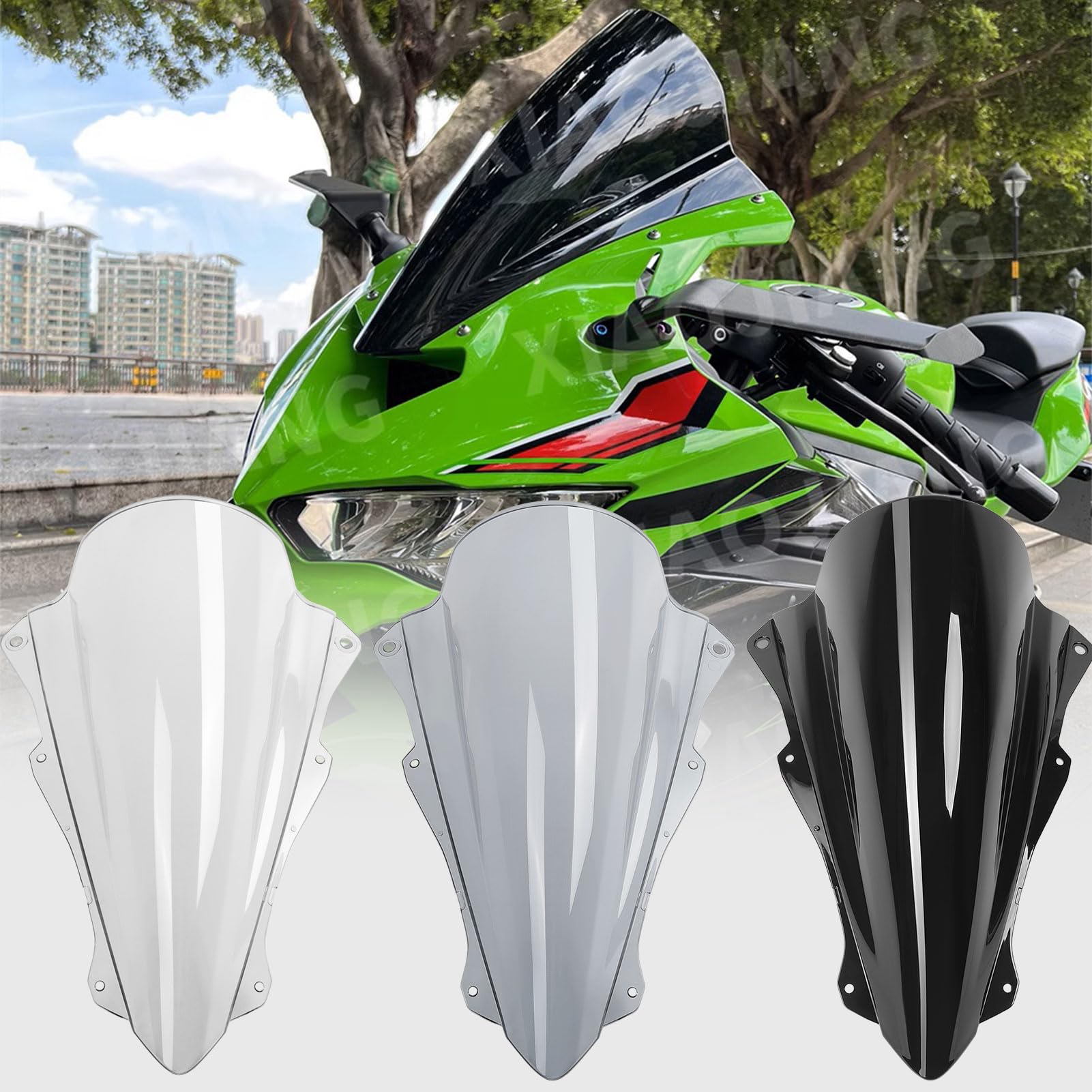 

WOOGA Мотоциклетный ветровой экран Панель Спойлер для Honda Ninja и Ninja ZX-4R/4RR 2023-2024 ZX-25R 2021-2024 (Черный дым)