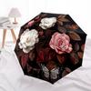 1 PC Automatic Folding Umbrella - Roses and Butterflies Pattern, Portable & Foldable Design with 8 Ribs, Christmas Birthday Gifts