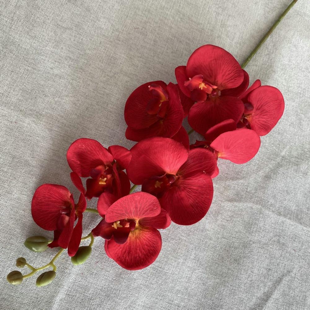 8-Head Arrangement Artificial Butterfly Orchid Velvet Texture Fake Phalaenopsis Wedding Hall