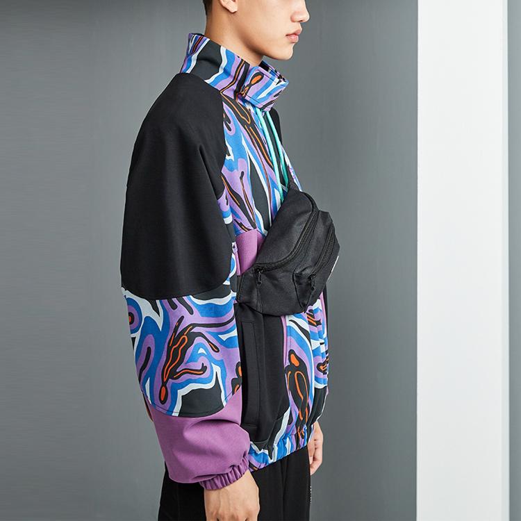 Li Ning Sports Fashion Series Color Block Half Zip Stand Collar Loose Pullover Sweatshirt Men Sweatshirt Multicolor AWDR209-2