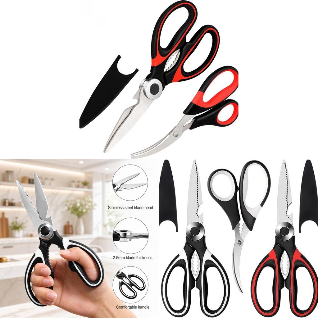 Kitchen Scissors Set With Stainless Steel Blades For Seafood And Meat Preparation