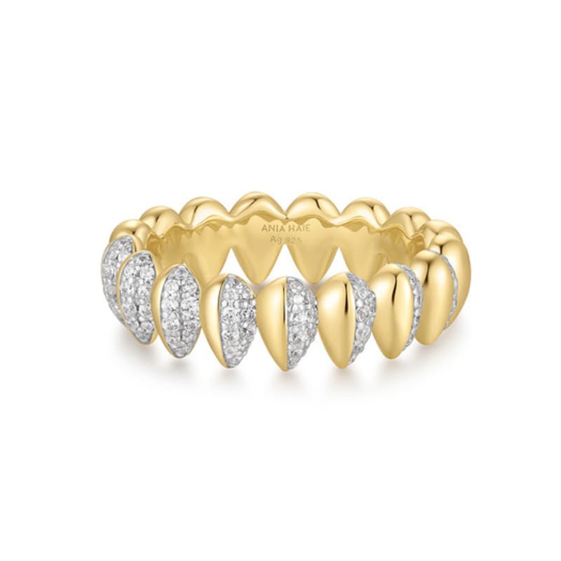 ANIA HAIE Two-Tone Sparkling Puppy Spike 925 Silver Ring R067-02T